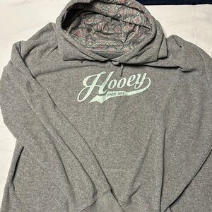 Hooey Heather Gray Hoodie with Patterned Hood